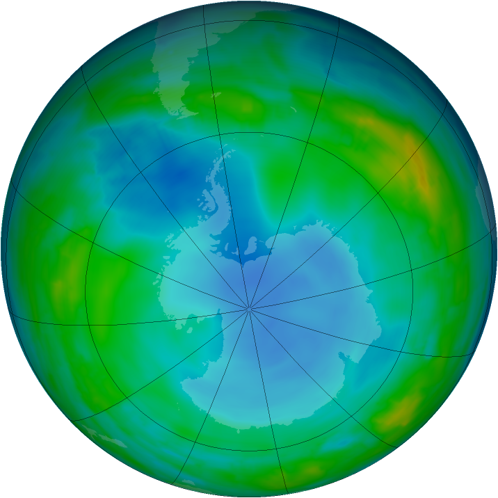 Antarctic ozone map for 02 June 2014